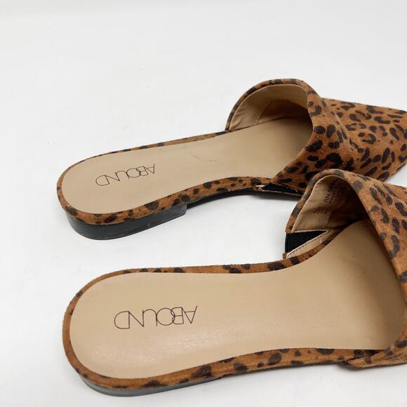 Abound Womens 6 Leopard Print Pointed Toe Slip On Flats Animal Brown Tan Black - Picture 5 of 11